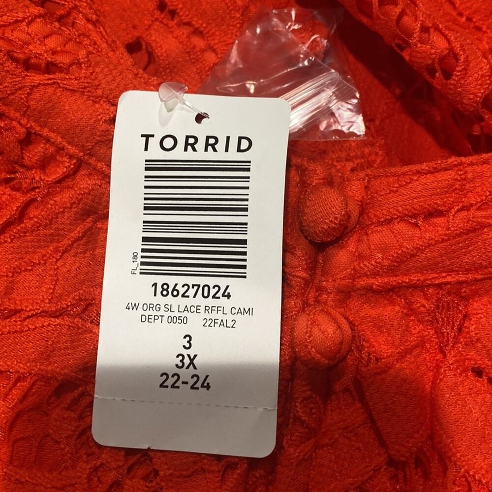 Torrid ORANGE COTTON LACE RUFFLE CAMI - Picture 7 of 9